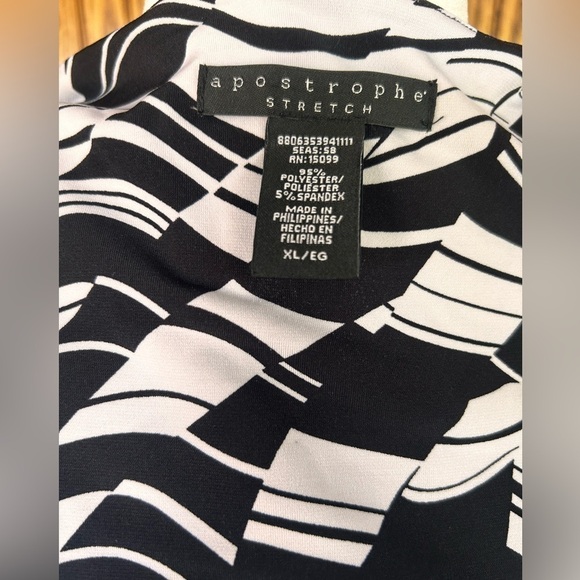Apostrophe black and white stretch tie back shirt size XL - Picture 6 of 16